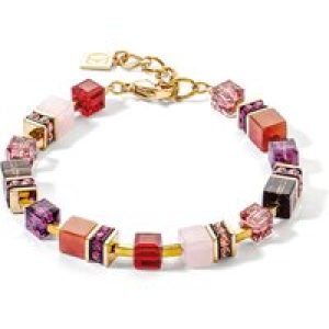 Coeur De Lion GeoCUBE® Gold Tone Carnelian & Smoky Quartz Bracelet 3039/30-0316