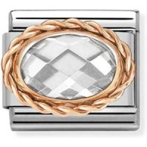 Nomination Framed White Crystal Oval Attraction