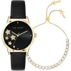 Ted Baker Black + Gold Crystal Stars Watch Present Set – Gold
