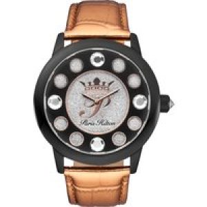 Paris Hilton Womens Fame Black Dial Watch – Gold Leather – One Size