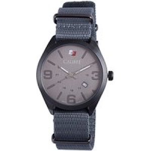 Calibre Mens Trooper Swiss Made Movement Watch Grey Canvas Strap Dial – One Size