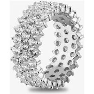 Starbright Silver Cubic Zirconia Claw Set Three Row Full Eternity Ring R4883 3A (53)