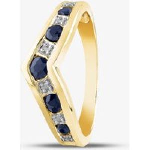 9ct Yellow Gold Sapphire & Diamond Wishbone Ring PR03026Y SA-N