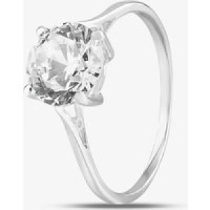 Sterling Silver & Clear Crystal Four Claw Solitaire Ring DPR5106SIL-N