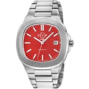 Gv2 Automatic Mens Potente Swiss Red Dial 316L Stainless Steel Luminous Watch – Silver – One Size