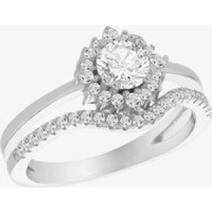 Silver Cubic Zirconia Double Split Shoulder Ring 8.84.1191 O