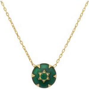 Latelita Womens Star Of David Green Enamel Necklace Gold Sterling Silver – One Size