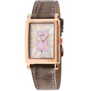 Gevril Ave of Americas Mini WoMens Swiss Quartz Pink MOP Dial Genuine Tan Leather – One Size