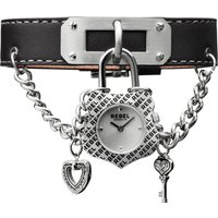 Rebellion WoMens Seagate Silver Dial Leather-based Watch - Black - One Dimension - Image 2