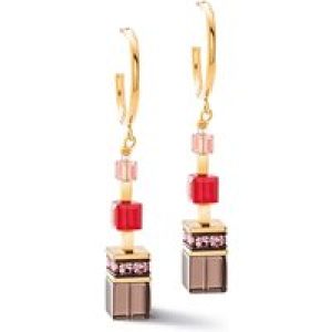 Coeur De Lion GeoCube Gold Tone Smoky Quartz Earrings 3039/21_0316