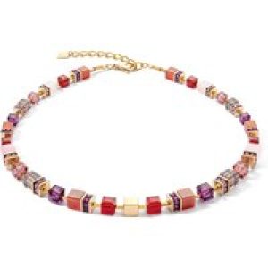 Coeur De Lion GeoCube Valuable Gold Tone Purple Smoke Necklace 3039/10_0316