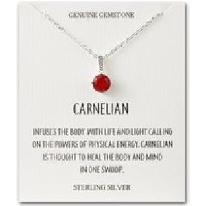 Sterling Silver Carnelian Gemstone Necklace with Quote Card