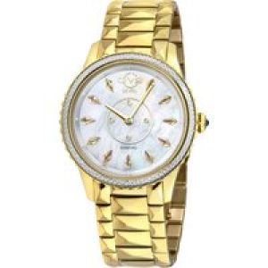 Gv2 Womens Siena Swiss Quartz MOP Dial 316L Stainless Steel Diamond Watch – Gold – One Size