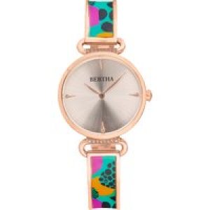 Bertha Womens Katherine Enamel-Designed Bracelet Watch – Turquoise Stainless Steel – One Size