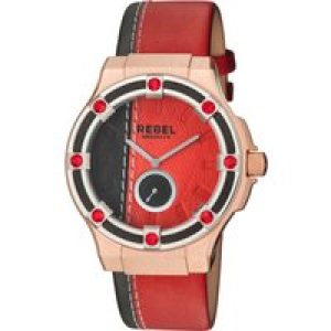 Rebel WoMens Flatbush Burgundy/Black Dial Leather Watch – One Size