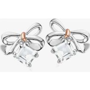 Clogau Silver 9ct Rose Gold Cubic Zirconia Christmas Bow Earrings 3SCGS0715