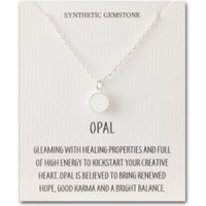 Silver Plated Artificial White Opal Necklace with Quote Card