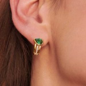 CARAT* Jaia Emerald Inexperienced Pear Minimize Gold Vermeil Earrings CE925Y-JAIA-EM
