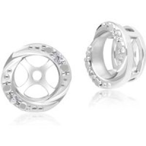 Vintage Halo Diamond Swirl Ear Jacket Earrings in 9ct White Gold