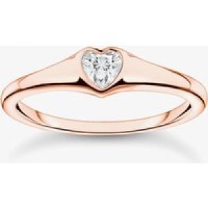 THOMAS SABO Ladies Rose Gold Plated Bezel Set Heart Ring TR2390-416-14-60