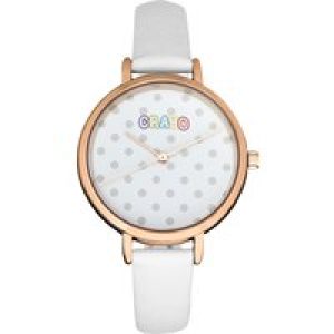 Crayo Unisex Dot Strap Watch – White Stainless Steel – One Size