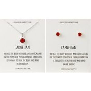 Sterling Silver Carnelian Gemstone Set with Quote Card