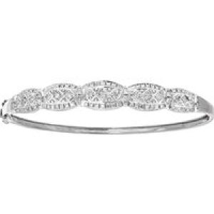 Diamant L’Eternel Womens 9ct White Gold Diamond Ladies Bangle – One Size