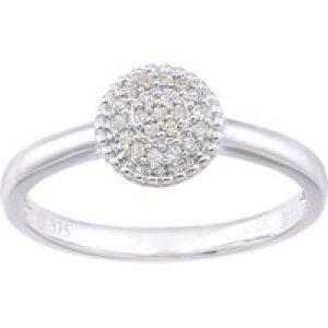 Diamant L’Eternel Womens 9ct White Gold 0.1ct Diamond Cluster Ring – Size Q