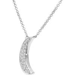 Diamant L’Eternel Womens 9ct White Gold 0.10ct Diamond Moon Pendant Necklace of Length 40.6cm – Size P 1/2