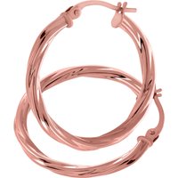 Diamant L'Eternel Womens 9ct Rose Gold Twist Hoop Earrings - One Size - Image 2