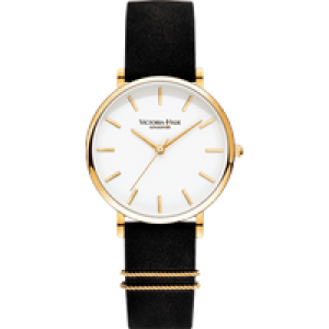 Victoria Hyde London Womens Watch Seven Sisters Classic Leather, black white – Black/Gold Stainless Steel – One Size