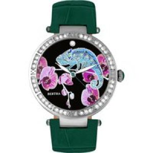 Bertha Womens Camilla Mother-Of-Pearl Leather-Band Watch – Teal Stainless Steel – One Size