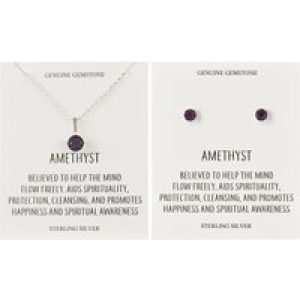 Sterling Silver Amethyst Gemstone Set with Quote Card