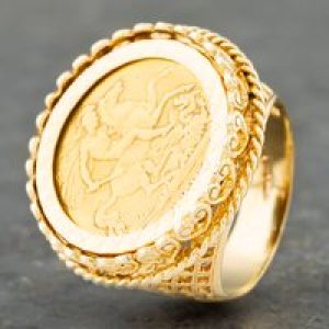 Pre-Owned 9ct Yellow Gold 1915 Half Sovereign Coin Ring 41201133BND