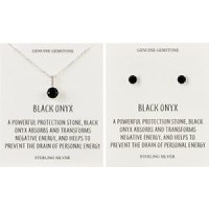Sterling Silver Black Onyx Gemstone Set with Quote Card