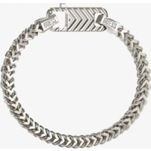 Guess Pitstop Silver Tone Textured Chain Bracelet UMB04438STL