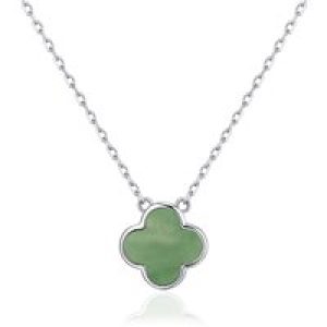 Inexperienced Aventurine Gemstone Clover Necklace