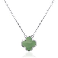 Inexperienced Aventurine Gemstone Clover Necklace - Image 2