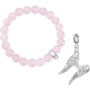 Rose Quartz Gemstone Stretch Bracelet with Appeal Created with Zircondia® Crystals