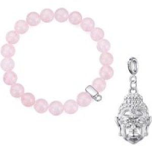Rose Quartz Gemstone Stretch Bracelet with Appeal Created with Zircondia® Crystals