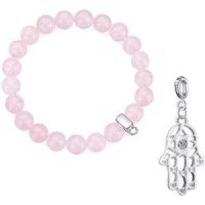 Rose Quartz Gemstone Stretch Bracelet with Appeal Created with Zircondia® Crystals