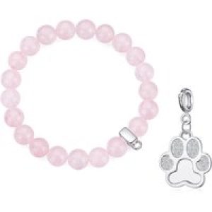 Rose Quartz Gemstone Stretch Bracelet with Allure Created with Zircondia® Crystals