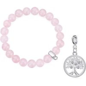 Rose Quartz Gemstone Stretch Bracelet with Allure Created with Zircondia® Crystals