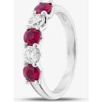 Platinum Silver 0.82ct Brilliant Cut Ruby & 0.40ct Diamond Five Stone Ring 32707K1 - Image 2