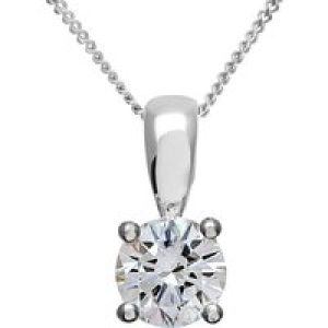Diamant L’Eternel Womens Diamond Solitaire Pendant, 18ct White Gold IJ/I Round Brilliant Certified 0.75ct Weight – One Size