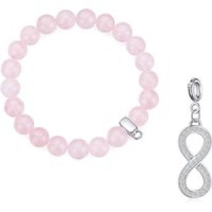 Rose Quartz Gemstone Stretch Bracelet with Allure Created with Zircondia® Crystals