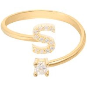 Latelita Womens Initial Ring Gold S – Yellow Sterling Silver – One Size