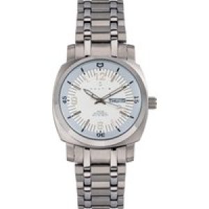 Nautis Mens Stealth Bracelet Watch w/Day/Date – White Stainless Steel – One Size