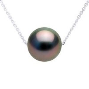 Ateliers Saint Germain Womens Necklace Real Cultured Tahiti Pearl PASSING THROUGH Round 8-9 mm – White White Gold – One Size