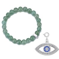 Faceted Inexperienced Aventurine Gemstone Stretch Bracelet with Attraction Created with Zircondia® Crystals - Image 2